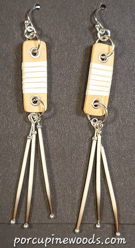 Wrapped Porcupine Quill Hook Dangle Earrings 24-03